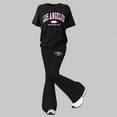 thumbnail image 4 of MEZZALL Girls Casual Outfit Loose Fit Short Sleeve Tops With Flare Pants Cute Korean Style Two Piece Coordinated Summer Play For Big Kids And Tweens Soft Children Fashion Clothes Sets, 4 of 8