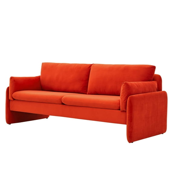 Sofa, Velvet, Orange, Modern Contemporary Urban Design, Living Lounge Room Hotel Lobby Hospitality