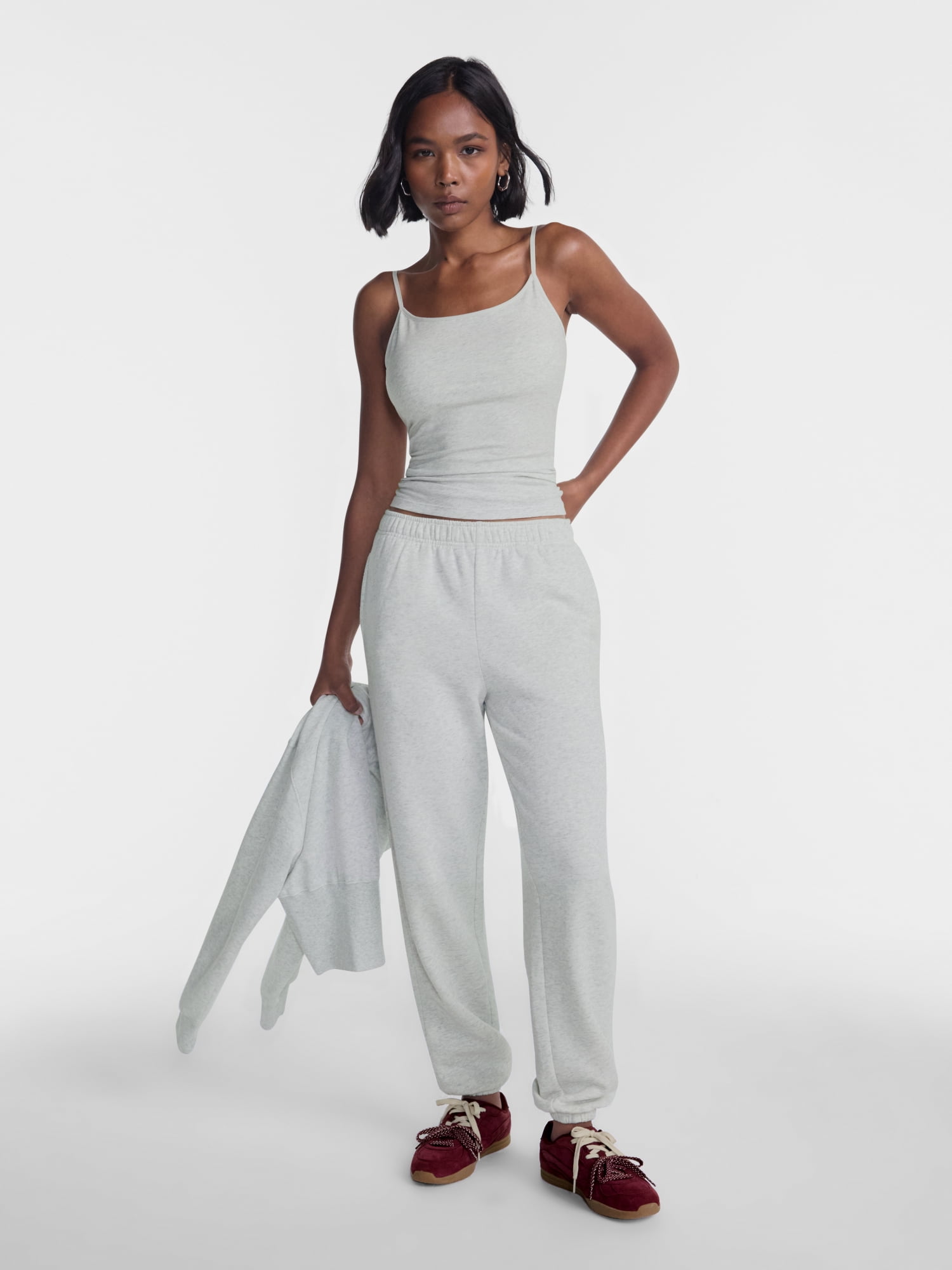 No Boundaries Cropped Cami Top with Shelf Bra, Women's XXS-XXL