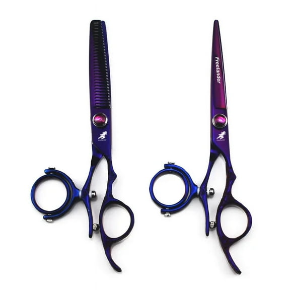 1pcs Straight shear 6.0" swivel thumb hair cutting shears hairdressing scissors 720 degree rotating thumb shears swivel thumb scissor flying shears