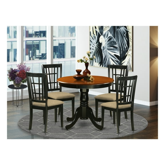 Rustic Dining Set - Table and 4 Chairs - Hardwood Furniture for Kitchen or Dining Room