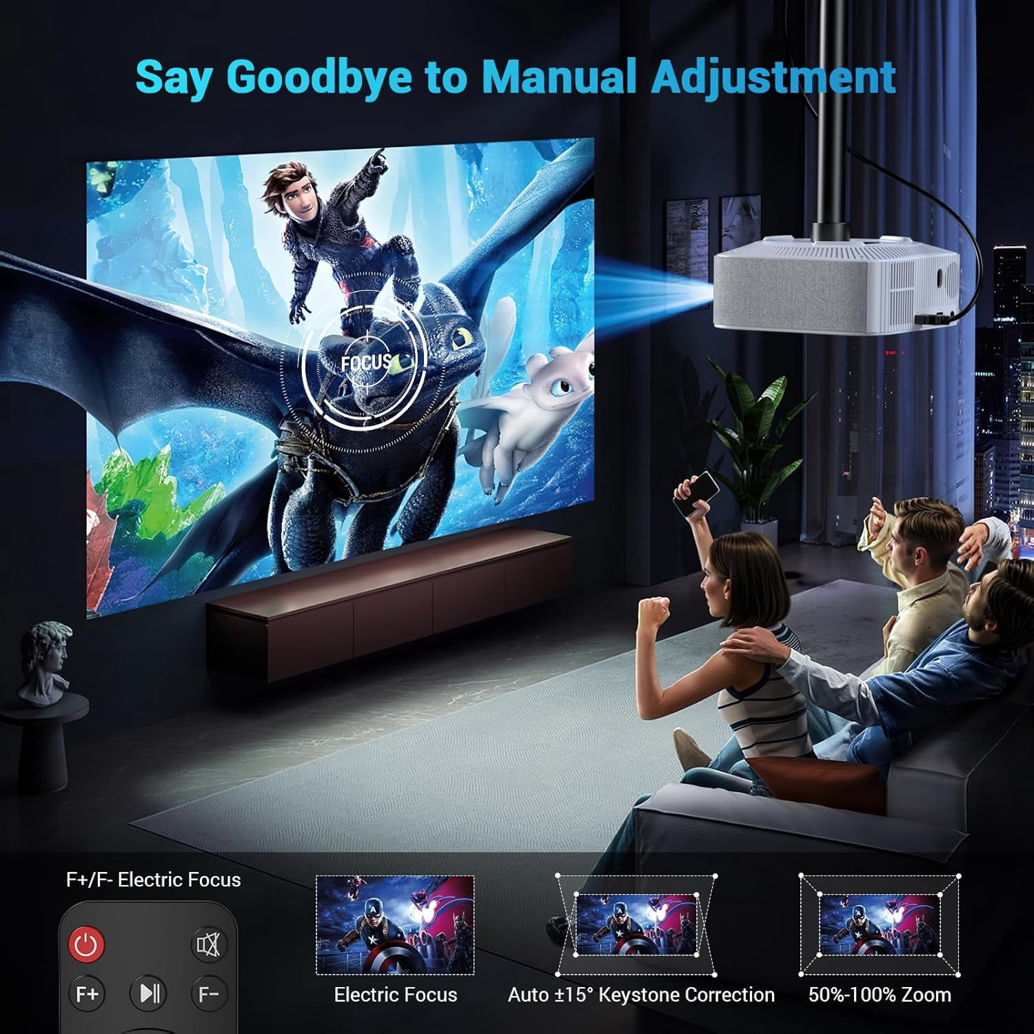 Portable  Projector with Electric , Full HD 1080P,  Movie Projector for Indoor Outdoor Use