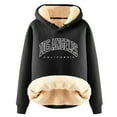 thumbnail image 2 of Lined Hoodies for Women 2025 Winter Long Sleeve Thick Los Angeles Graphic Hooded Sweatshirt Pullover Tops, 2 of 3