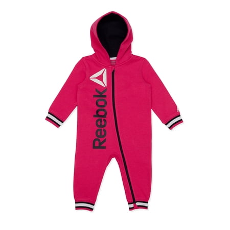 Reebok Baby and Toddler Hooded Romper, Sizes 0/3-24 Months