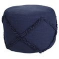 thumbnail image 4 of LR Home Small Over-tufted Diamond Indoor Round Pouf, Navy Blue, 18" x 18" x 14", 4 of 8
