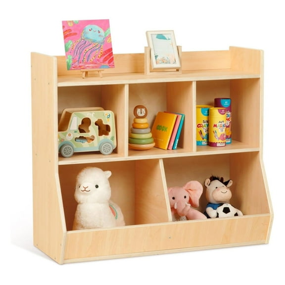 2 in 1 Kids Bookshelf and Montessori Toy Shelf, Nursery Book Shelves for Organizing Books and Toys, Nice Book Shelf for , Playroom, Kindergarten, School