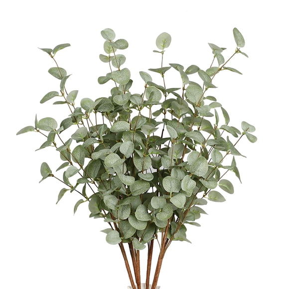 VGIA 6 piezas de plantas artificiales, tallos de eucalipto, aerosol de hojas de eucalipto en tallos verdes, plantas de plástico de seda, florales para decoración del hogar, fiesta, boda VGIA NA