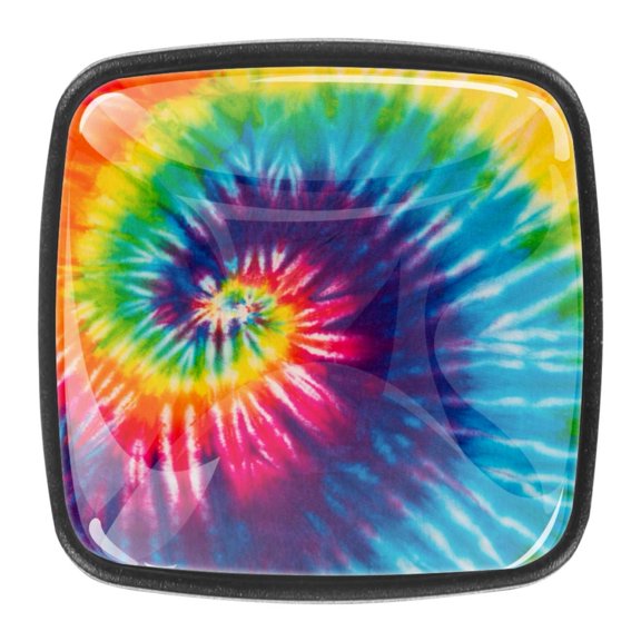 4 Pcs Square Cabinet Handle Cupboard Knob Drawer Pulls Handle Watercolor Rainbow Drawer Knobs with Screws Furniture Decoration