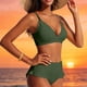 thumbnail image 5 of Tankini de moda para mujer, color sólido con cojín en el pecho y sin soporte de acero, traje de baño holgado con cordón dividido, traje de baño de dos piezas para mujer, trajes de baño tankini para mu, 5 of 6