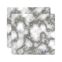 Dainty Home Marble Cork Foil Printed Marble Granite Designed Thick Cork Textured 15 x 15 Square Placemat Set of 2 in Smoky Gold