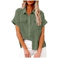 thumbnail image 2 of Fznquz Short Sleeve Womens Tops Casual Green Button Down T Shirts for Women Loose Tunic V Neck Short Sleeve Blouse, 2 of 8