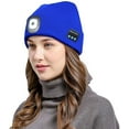 thumbnail image 2 of Morttic Unisex Bluetooth Beanie Hat with Light, Upgraded Musical Knitted Cap with Headphone and Built-in Stereo Speakers & Mic, Headlamp Hat for Outdoor Sports Running Hiking (Blue), 2 of 8