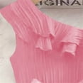 thumbnail image 5 of Spazoro Girls Midi Cold Shoulder Dresses, A-Line Crew Neck Short Sleeve Solid Casual Summer Dresses for Girls Pink Size 5-6, 5 of 7