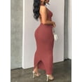 thumbnail image 3 of Women Summer Sexy Bodycon Maxi Dress Casual Long Dresses Rust Red 2XL, 3 of 4