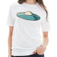 thumbnail image 3 of UFO Space Craft Graphic Design Ring Spun Combed Cotton Short Sleeve Deluxe Jersey T-Shirt - White 3XL, 3 of 4