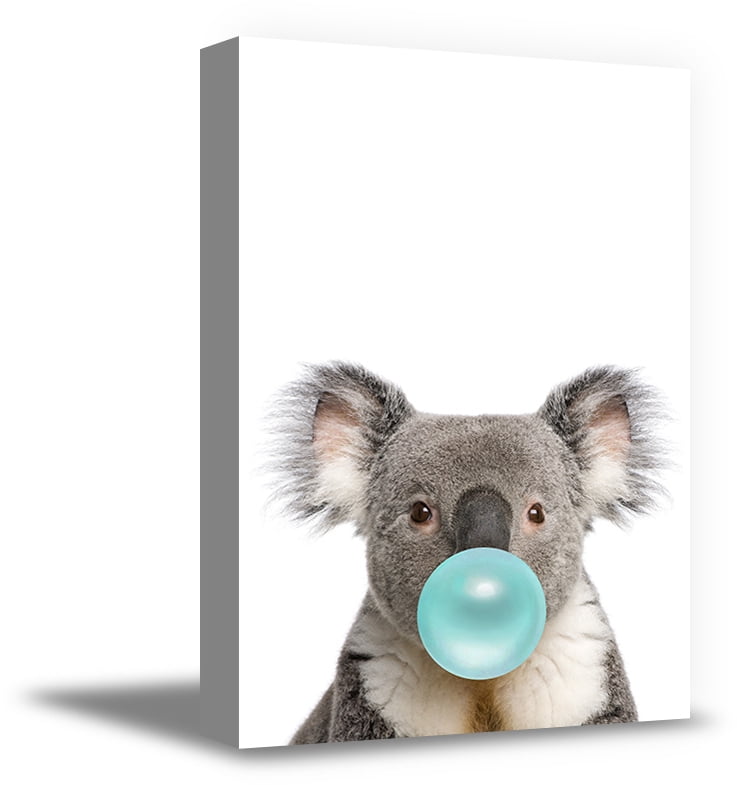 Awkward Styles Bubble Gum Canvas Koala Chewing Bubble Gum Painting Animal Print Poster Collection Blue Gum Poster Koala Fine Art Print Painting For Home Art Lovers Gifts Cute Animal Canvas Print Art