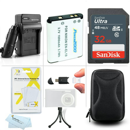 32GB Accessory Bundle Kit For Nikon Coolpix S3700, S2800, S2900, S33 S7000 S6500 S6800 S6900 S3600 Digital Camera Includes 32GB High Speed SD Memory Card + Replacement EN-EL19 Battery + Charger +