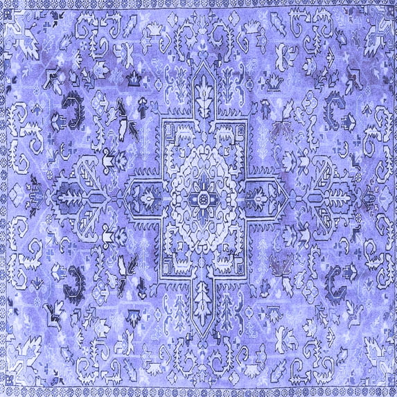 Ahgly Company Indoor Square Persian Blue Traditional Area Rugs, 6' Square