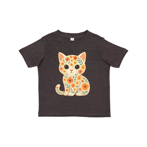 Inktastic Retro Kitty Cat Flowered Girls Toddler T-Shirt