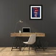 thumbnail image 3 of Fab Funky 20x24 Black Ornate Wood Framed with Double Matting Museum Art Print Titled - Whale Family Red On Blue, 3 of 4