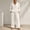 White women's 2 piece lounge set a1, variant on Usloyux Women's 2 Piece Lounge Set Long Sleeve Collared Pullover Top and Wide Leg Pants Matching Tracksuit Outfits, Army Green L