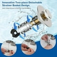 thumbnail image 4 of Hibbent Upgraded 3 in 1 Bathroom Sink Drain Strainer, Universal Pop Up Stopper with Removable Stainless Steel Filter Basket Hair Catcher, Sink Plug for 1.1''~2.36'' Basin, Brass Bullet Core, Chrome, 4 of 10