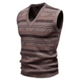 thumbnail image 2 of Men's Thick V-Neck Striped Sweater Vests, Classic Relaxed Fit Soft V-Neck Knitwear Sleeveless Pullovers for Fall Winter Casual Layering Coffee L-2XL by Zenithor, 2 of 4