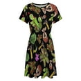 thumbnail image 4 of Carnivorous Plants Black Background Women's Dress Short Sleeve Summer Sundress Summer Women Clothes, 4 of 7