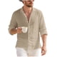 thumbnail image 2 of Seeotter Button Down Linen Shirts for Men Casual Long Sleeve Regular Fit Cotton Beach Shirts with Pocket, 2 of 7