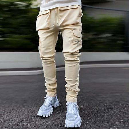 

Mens Essentials Juebong Men s Multi-pocket Reflective Straight-leg Sports Casual Overalls
