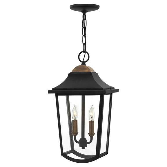 1972BK Hinkley Lighting Burton - Two Light Outdoor Hanging Lantern in Traditional Style - 10 Inches Wide by 18.25 Inches High