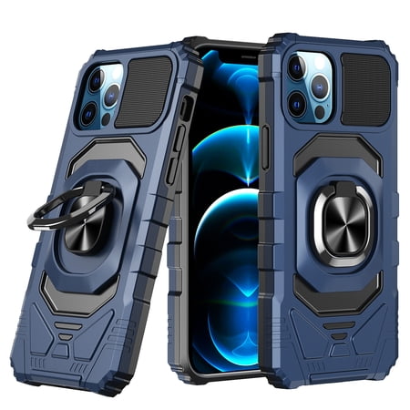 For Apple iPhone 8 Plus/7 Plus/6 6S Plus Hybrid Dual Layer with Rotate Magnetic Ring Stand Holder Kickstand, Shockproof Cover ,Xpm Phone Case [ Blue ]