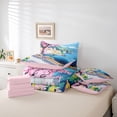 thumbnail image 6 of jejeloiu Coastal Town Watercolor 7-Piece Twin Bedding Sets Kids,Pink Cherry Blossom Bedding Comforter Set,Reversible, 6 of 7