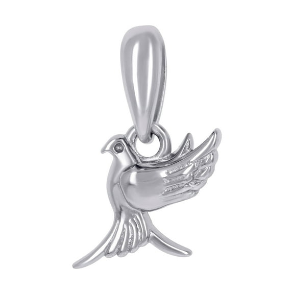 925 Sterling Silver Womens Pigeon Bird Wildlife Charm Pendant Necklace 15.1x8.9mm Wide Pendant for Women