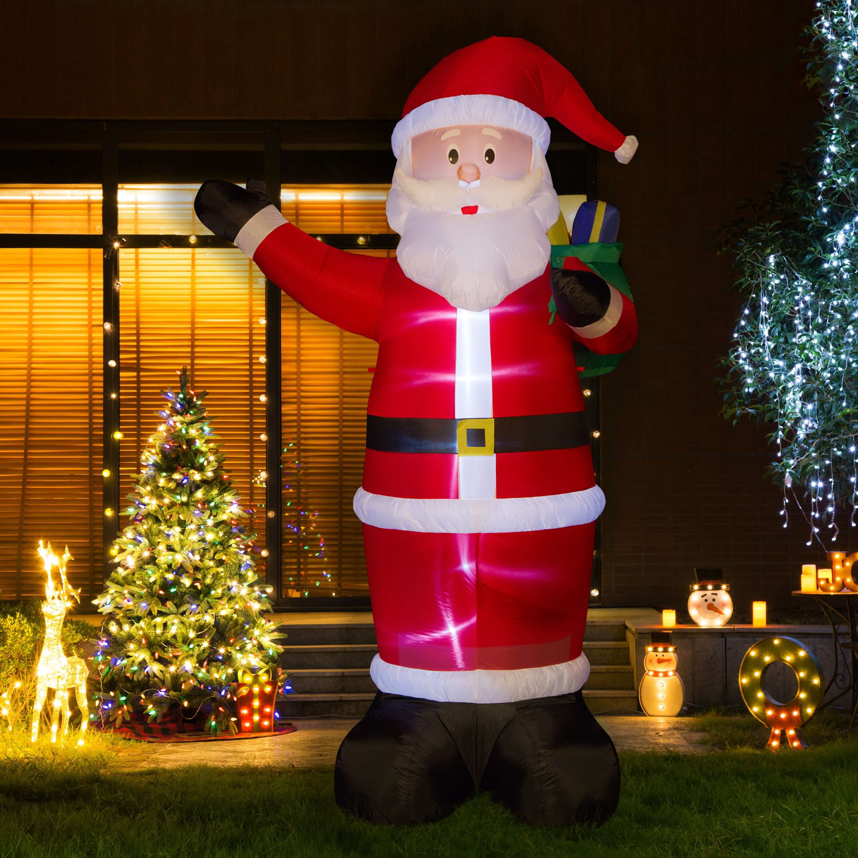 outdoor lighted santa decoration