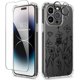 thumbnail image 1 of wonima44 for iPhone 14 Pro Case Floral, with Screen Protector+Camera Lens Protector,[Non Yellowing] Slim Shockproof Clear Phone Protective Cover for Women, Flower Pattern Design 6.1"(Sketch/Black), 1 of 1