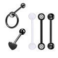 thumbnail image 4 of 5 Unids Crystal Barbell Hoop Ear Bar Labio Lengua Stud 14 G - Negro, 14g, 4 of 9