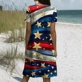 thumbnail image 4 of Sequin Dress For Women, American Flag Casual T Shirt Dress With Pockets 4Th Of July V Neck Short Sleeve Boho Sundress Gothic White Bodycon Dress Maxi Women Dresses Maxi Sundresses (L, Multicolor), 4 of 5