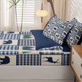 thumbnail image 5 of Manfei Wild Animal Deer Plaid Zipper Twin Comforter Sets with Fitted Sheet and 2 Pillowcases,Navy Check Pine Zipper Bedding Set,Navy Blue Reversible,4pcs, 5 of 8