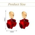 thumbnail image 2 of Pendientes rojos grandes, aretes colgantes de zinc rojos para mujer, bohemios, de resina de pétalos, 2 of 6