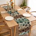 thumbnail image 3 of Teal Brown Table Runner - 36 Inch Long, Kitchen Dining Table Runner Dresser Scarves, Pet Paw Printed Farmhouse Dog Claws Wood Grain Farmhouse Decor for Coffee Tables Wedding Party Banquet, 3 of 8