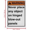 thumbnail image 2 of ANSI Vertical Machine Safety Sign 8"x12" Weatherproof UV Resistant Indoor Outdoor Industrial Caution Warning Sign (Never place objects on hinged blow-out panels), 2 of 7