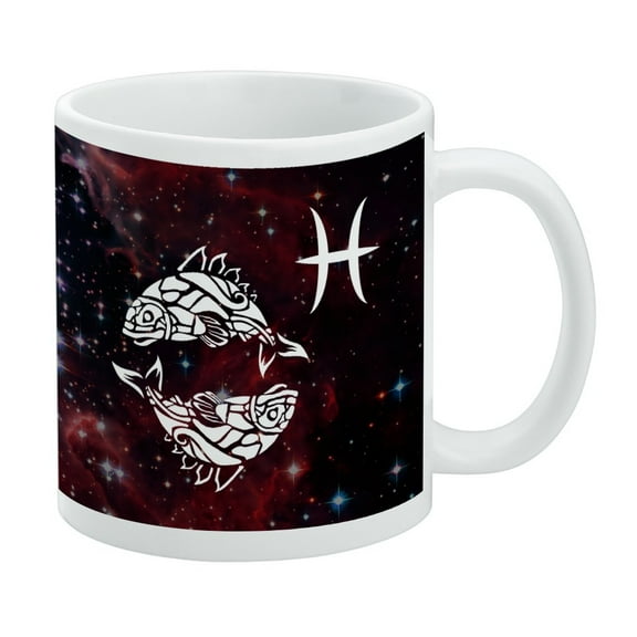 Pisces Fish Zodiac Sign Horoscope in Space White Mug