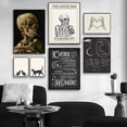 thumbnail image 4 of Decoración de Halloween, esqueleto de pósteres de café y murciélagos, Gato Negro brumoso, cuadro sobre lienzo para pared, imagen escalofriante, decoración del hogar para habitación, 4 of 4