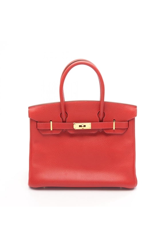 Pre-Owned Hermes Birkin 30 Rouge Vif Handbag, Leather, Ardennes Women's, Red