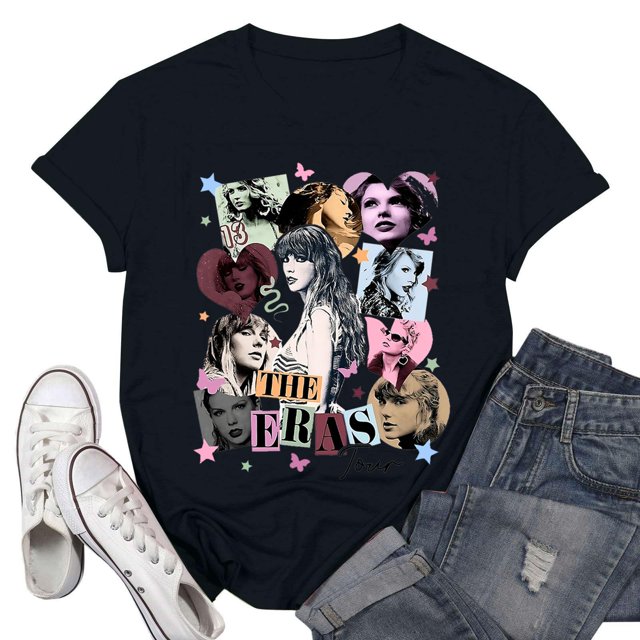 TayIor Sw1ft Chemises, Tyler Sw1ft Merch, Tyler Sw1ft, Mode Décontractée Imprimée Col Rond Manches Courtes Blouse Femmes Graphique Amateur de Musique Chemises TKFASHION Violet m