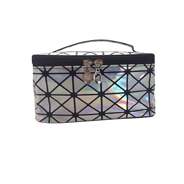 Bolsa de maquillaje láser 3D, bolsa de almacenamiento de viaje, bolsa de aseo impermeable de gran capacidad
