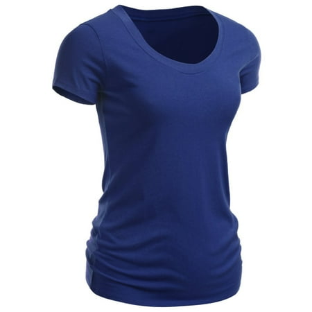 Hollywood Star Fashion Women's Short Sleeve Scoop Neck Cotton Top