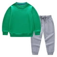 thumbnail image 2 of WRKEKC Kids Winter Outfits Solid Color Long Sleeve Crew Neck Sweatshirt and Jogger Pants 2 Piece Casual Set for Kids 12 Months - 11 Years, 2 of 9