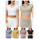 thumbnail image 5 of Camiseta corta deportiva para mujer, camisetas ajustadas de manga corta para entrenamiento Abanopi Azul/L, 5 of 7